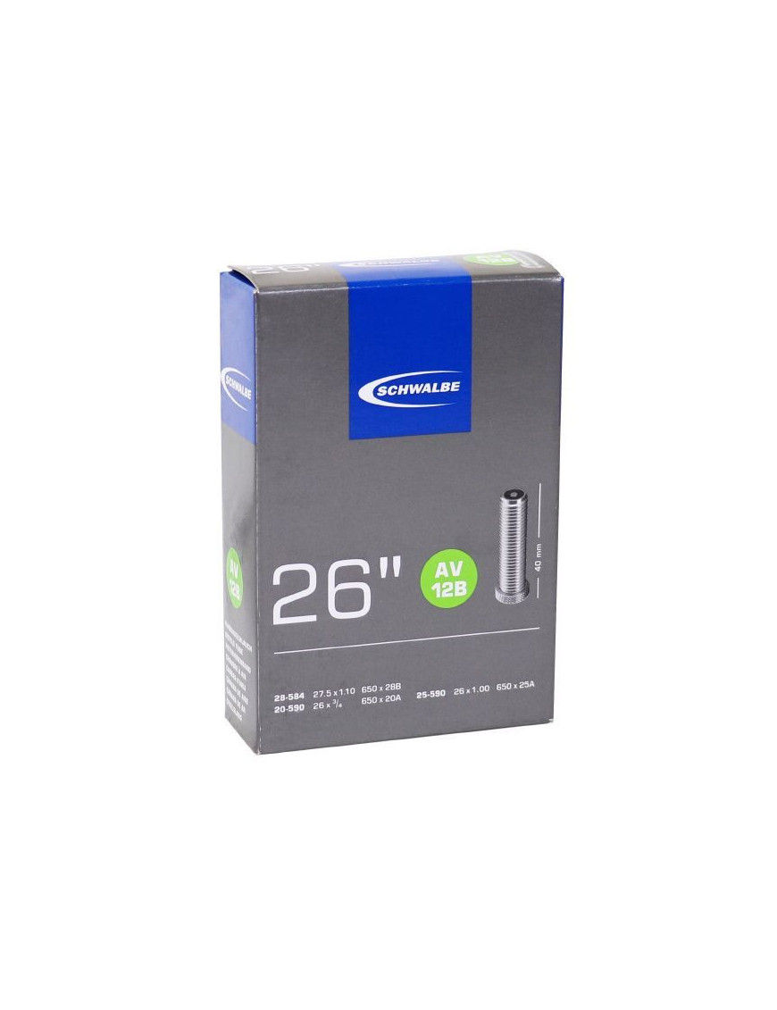 CHAMBRE A AIR INVALIDE 26 SCHWALBE VALVE STANDARD (20 à 25-590) (AV12B) COMPATIBLE 27.5x1.10 - 650x28B