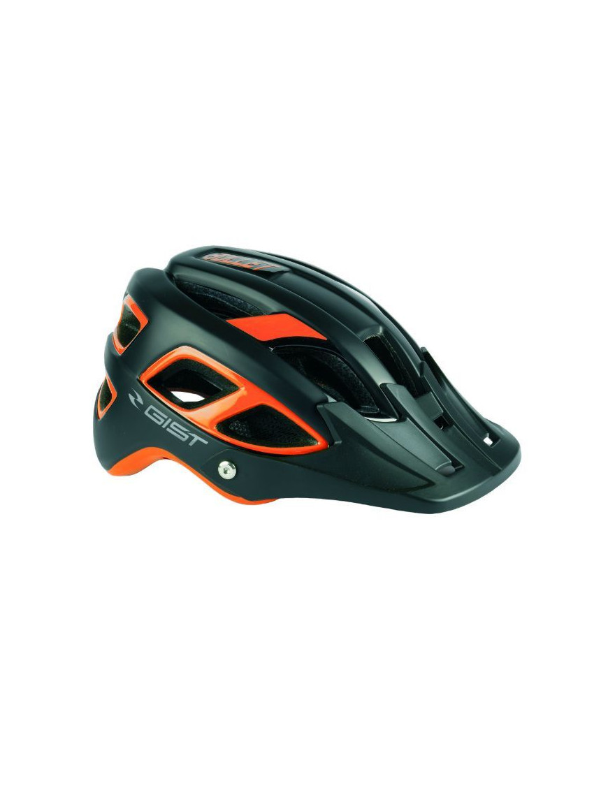 CASQUE VELO ADULTE GIST VTT BULLET NOIR-ORANGE IN-MOLD TAILLE 54-59 AVEC VISIERE ET FIT-SYSTEM (VENDU EN BOITE)
