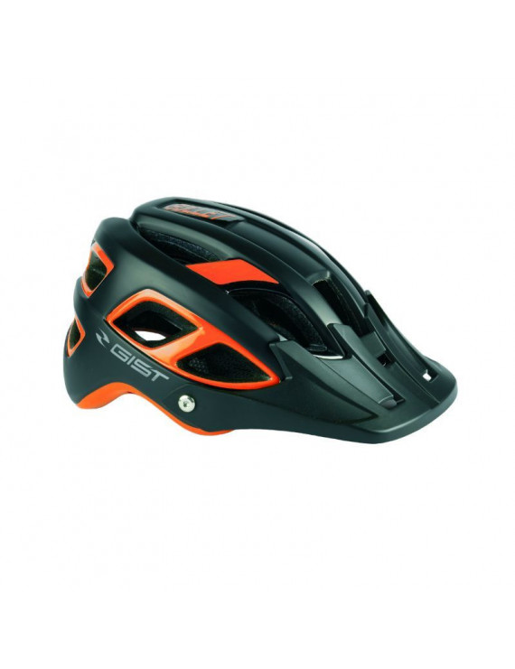 CASQUE VELO ADULTE GIST VTT BULLET NOIR-ORANGE IN-MOLD TAILLE 54-59 AVEC VISIERE ET FIT-SYSTEM (VENDU EN BOITE)