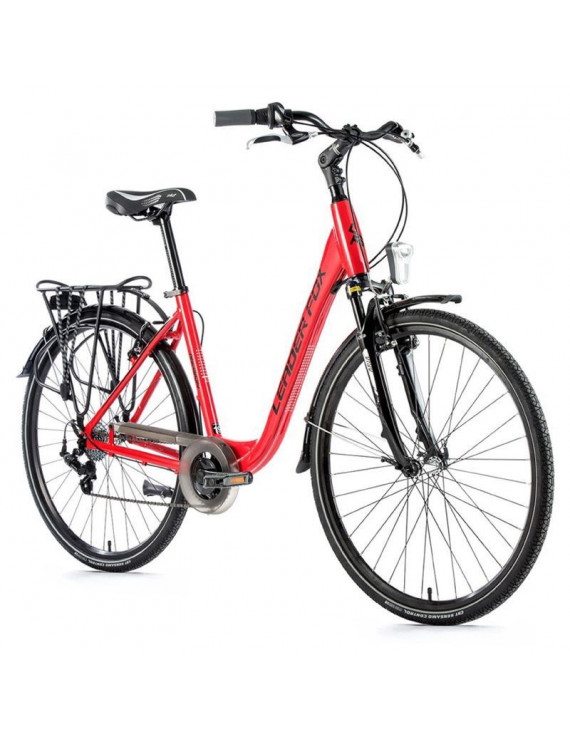 VELO MUSCULAIRE CITY BIKE 28 LEADER FOX REGION 2021 MIXTE ROUGE DUCATI 7V CADRE ALU 19 POUCES (TAILLE ADULTE 175 à 183 cm)