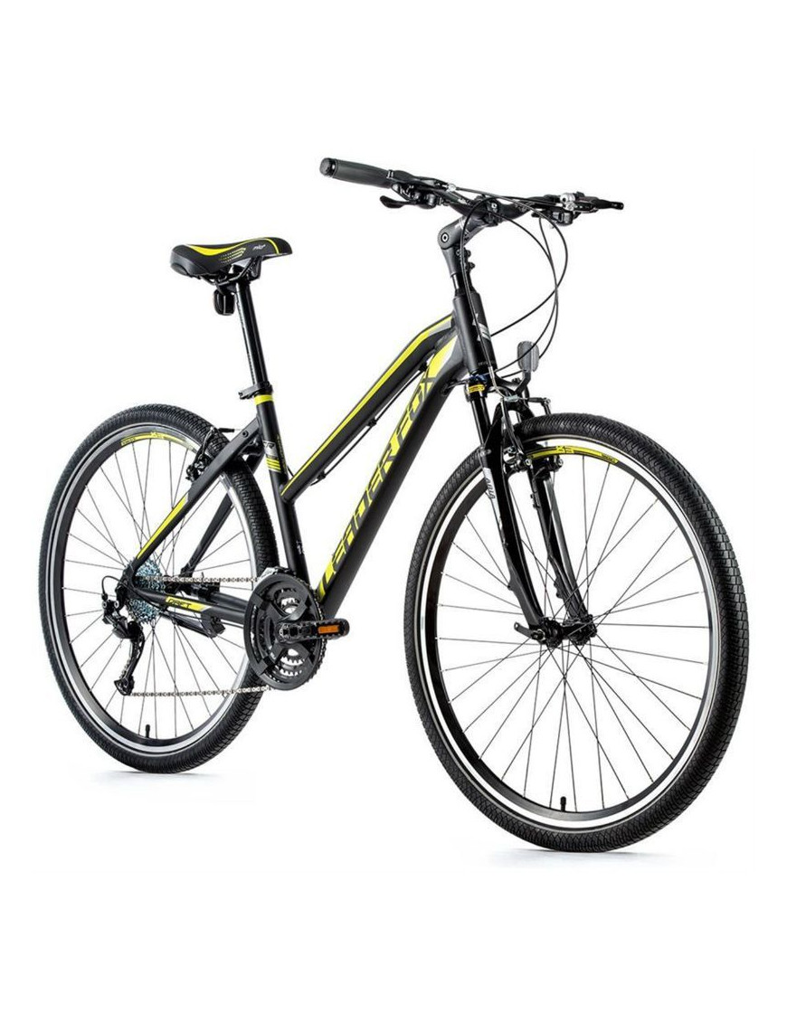 VELO MUSCULAIRE VTC 28 LEADER FOX DAFT 2021 FEMME NOIR MAT-JAUNE 8V CADRE 20 POUCES (TAILLE ADULTE 180 à 188 cm)