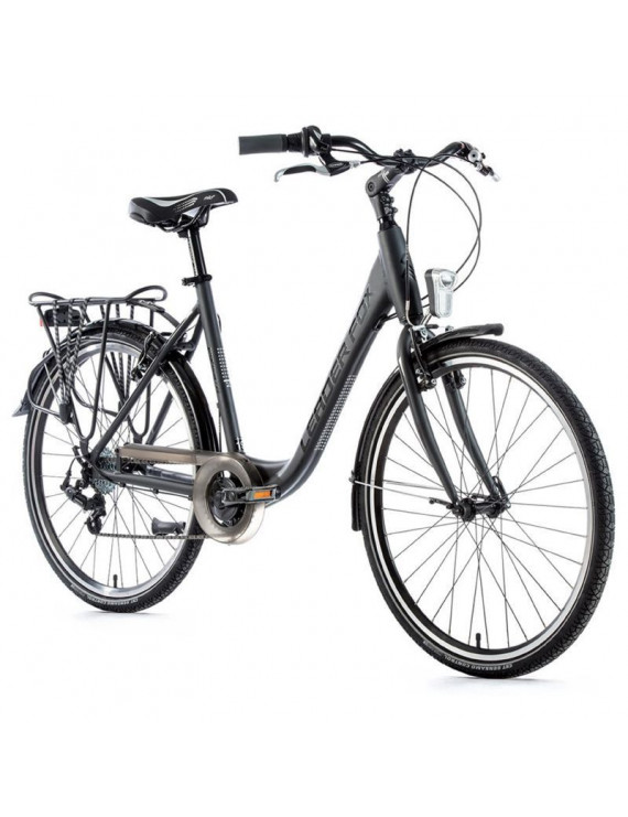 VELO MUSCULAIRE CITY BIKE 26 LEADER FOX DOMESTA 2021 FEMME GRIS MAT 7V CADRE ALU 19 POUCES (TAILLE ADULTE 175 à 183 cm)