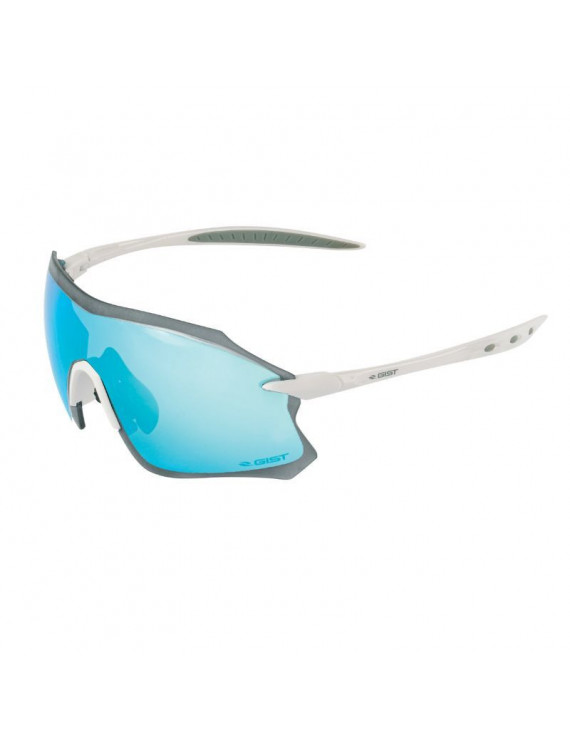 LUNETTES VELO ADULTE GIST PACK MONTURE BLANC VERRES SOLAIRES MIROIR BLEU - PROTECTION 100% UV - UVA - UVB) ULTRA LEGERE