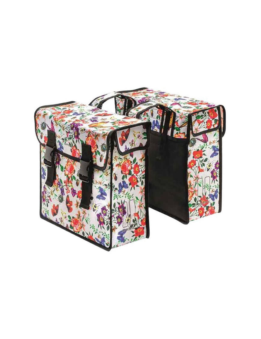 SACOCHE ARRIERE VELO DOUBLE BASIL MARA  XL 35L FLORAISON (43x14x36cm)