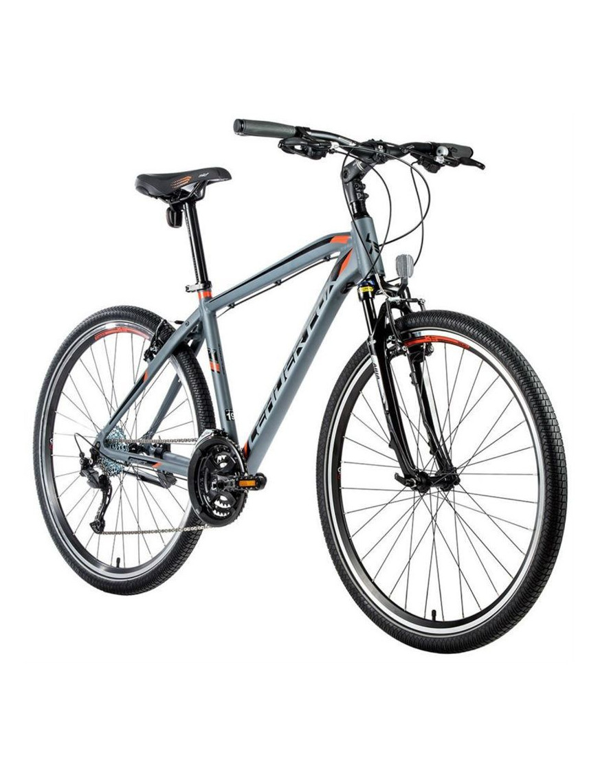 VELO MUSCULAIRE VTC 28 LEADER FOX DAFT 2021 HOMME GRIS MAT-ORANGE 8V CADRE 17,5 POUCES (TAILLE ADULTE 165 à 173 cm)