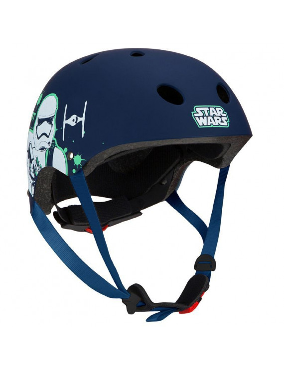 CASQUE VELO ENFANT STAR WARS BLEU FONCE MAT AVEC MOLETTE REGLAGE TAILLE 54-58 (VENDU SUR CARTE)