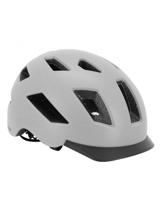 CASQUE VELO ADULTE GIST URBAIN SMART GRIS IN-MOLD AVEC ECLAIRAGE ARRIERE TAILLE 56-62 REGLAGE MOLETTE - LUMIERE VISIBLE A 200m