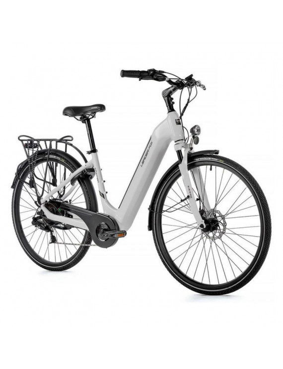 VELO ELECTRIQUE-VAE CITY 28 LEADER FOX INDUKTORA 2023 MIXTE ARGENT 7V MOTEUR ROUE AR BAFANG 36V 45Nm BATTERIE 15Ah (16,5'' - H4