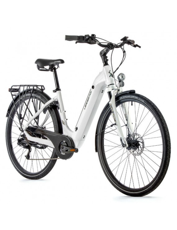 VELO ELECTRIQUE-VAE CITY 28 LEADER FOX INDUKTORA 2023 MIXTE BLANC 7V MOTEUR ROUE AR BAFANG 36V 45Nm BATTERIE 15Ah (20'' - H52cm
