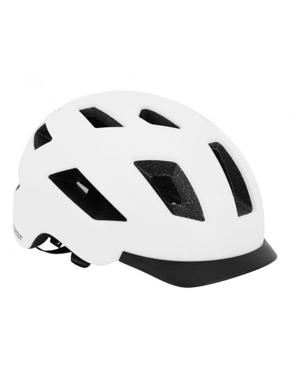 CASQUE VELO ADULTE GIST URBAIN SMART BLANC IN-MOLD AVEC ECLAIRAGE ARRIERE TAILLE 56-62 REGLAGE MOLETTE - LUMIERE VISIBLE A 200m