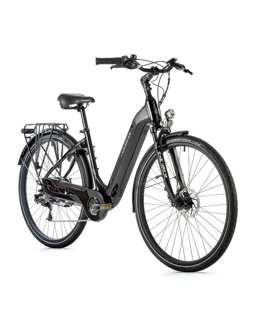 VELO ELECTRIQUE-VAE CITY 28 LEADER FOX INDUKTORA 2023 MIXTE NOIR 7V MOTEUR ROUE AR BAFANG 36V 45Nm BATTERIE 15Ah (18'' - H46cm 