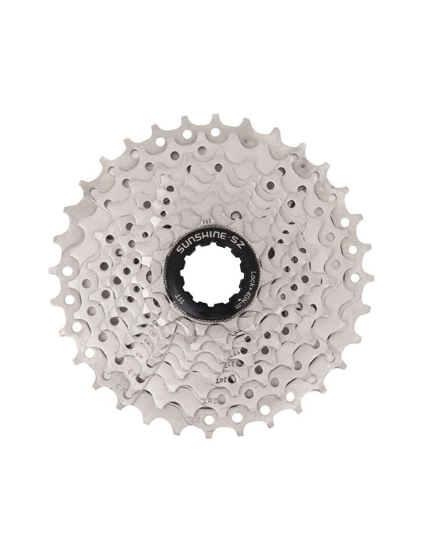 CASSETTE  9V. SHINE 11-32 POUR SHIMANO-SRAM VTT ARGENT  (11-12-14-16-18-21-24-28-32)