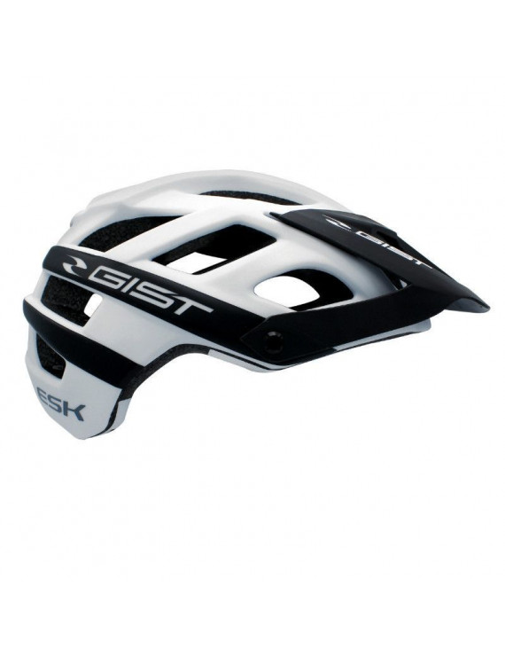 CASQUE VELO ADULTE GIST VTT ENDURO ESK BLANC-NOIR IN-MOLD TAILLE 56-62 AVEC VISIERE ET FIT-SYSTEM (VENDU EN BOITE)