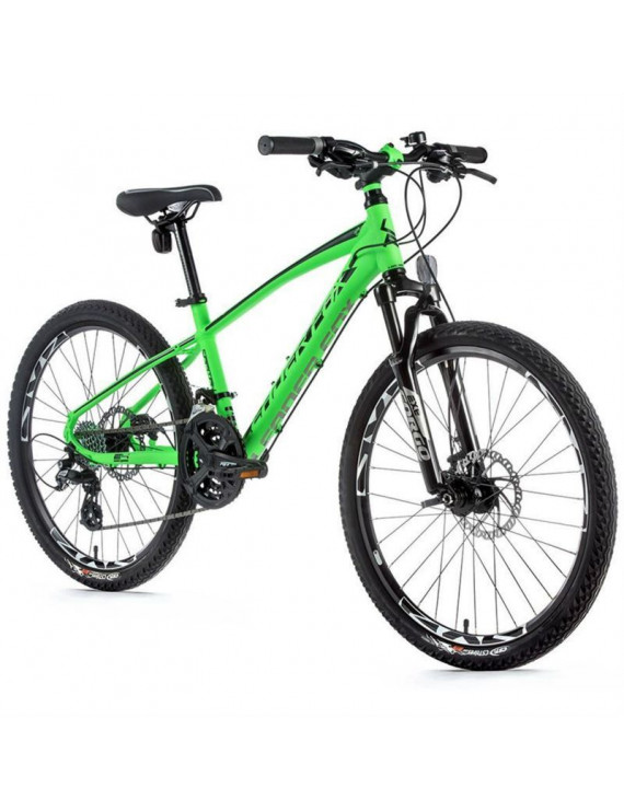 VELO MUSCULAIRE VTT 24 LEADER FOX CAPITAN 2022 GARCON VERT FLUO 7V (TAILLE ENFANT 135 à 145 cm)