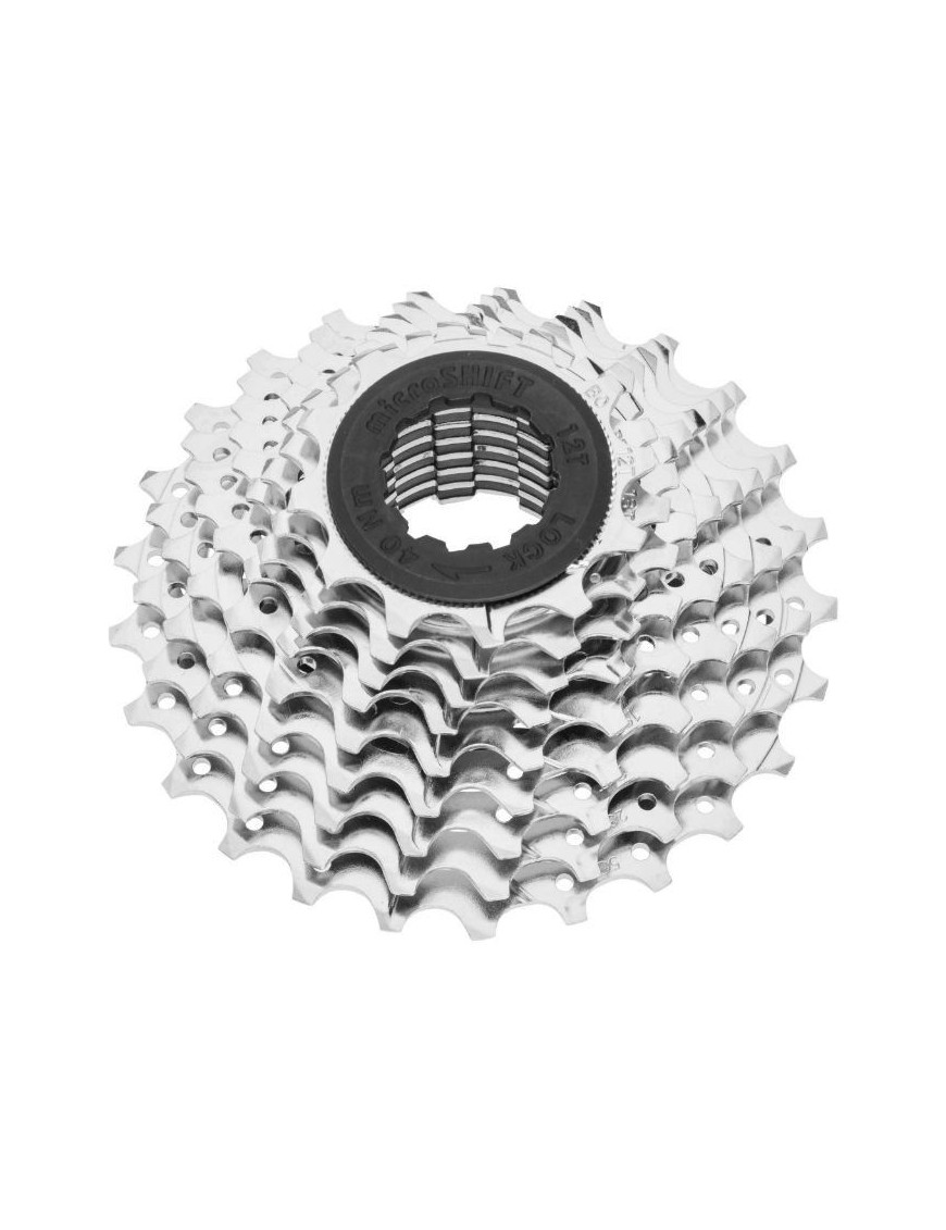 CASSETTE  9V. MICROSHIFT 12-25 POUR SHIMANO-SRAM ROUTE ARGENT (VENDU A L UNITE)  (12-13-14-15-17-19-21-23-25)