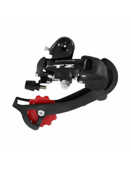 DERAILLEUR VTT ARRIERE P2R 8-7V. NOIR TZ GRANDE CHAPE A VISSER (COMPATIBLE SHIMANO JUSQU'A 30DTS) SUR CARTE