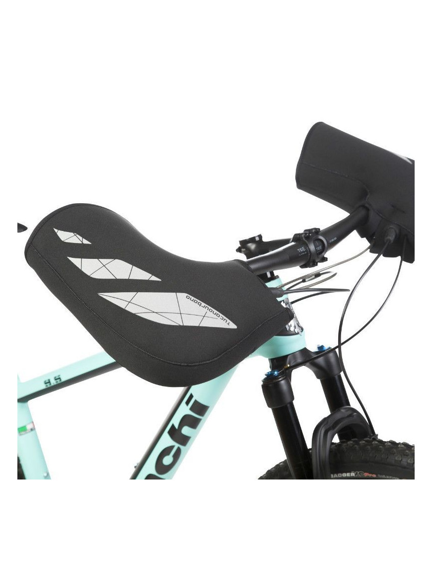 MANCHON-PROTEGE MAIN VELO TUCANO MOUNTAIN NEOPRENE ETANCHE NOIR AVEC DOUBLURE THERMIQUE + REFLECHISSANT POUR CINTRE VTT