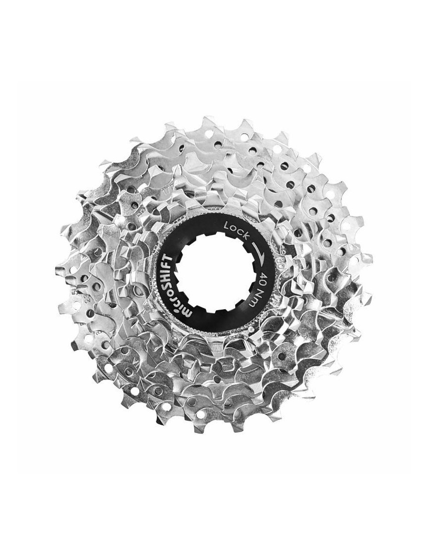 CASSETTE 10V. MICROSHIFT 11-25 POUR SHIMANO-SRAM ROUTE ARGENT (VENDU A L UNITE)  (11-12-13-14-15-17-19-21-23-25)