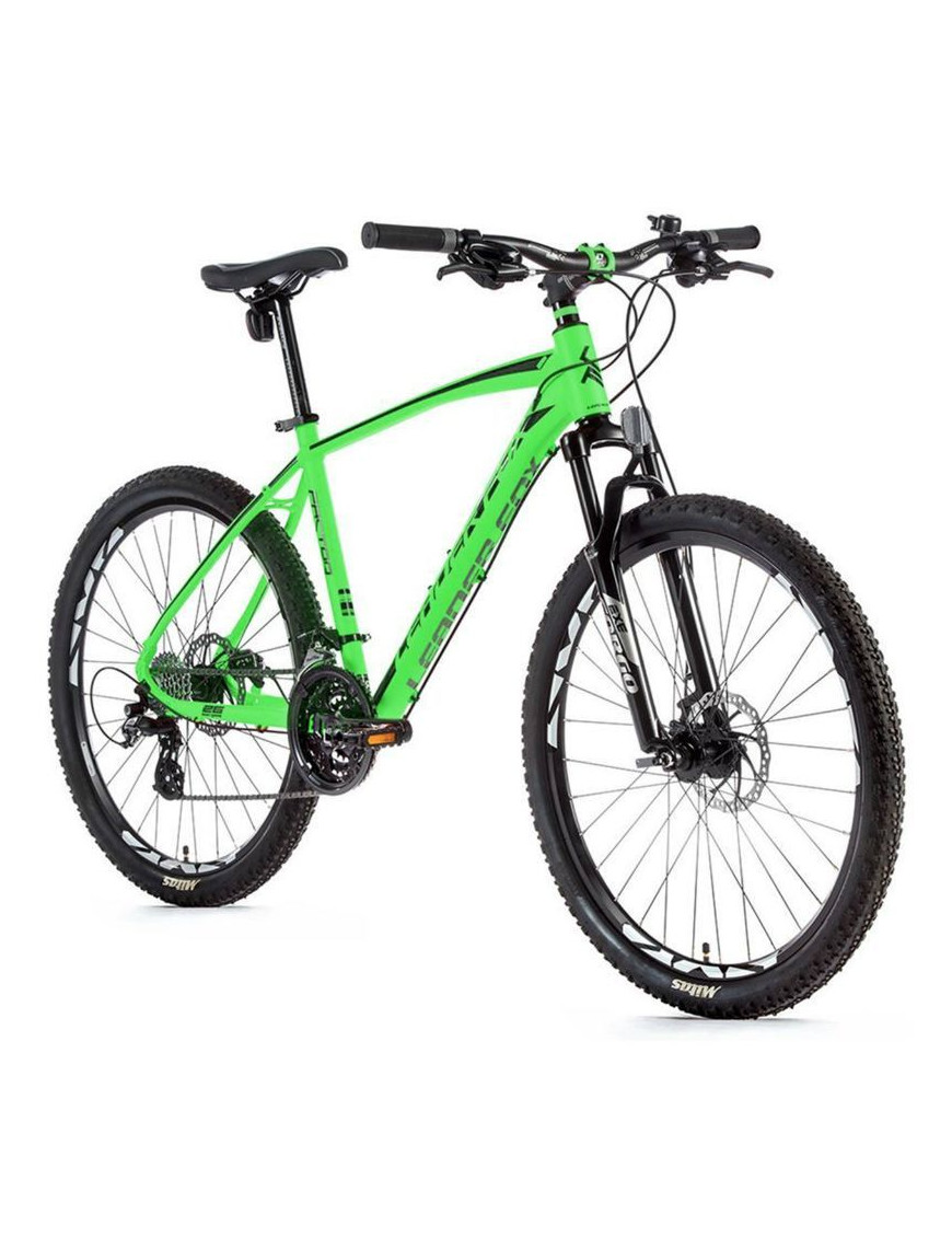 VELO MUSCULAIRE VTT 26 LEADER FOX FACTOR 2022 VERT FLUO 7 V CADRE ALU 14 POUCES (TAILLE ADULTE 150 à 158 cm)