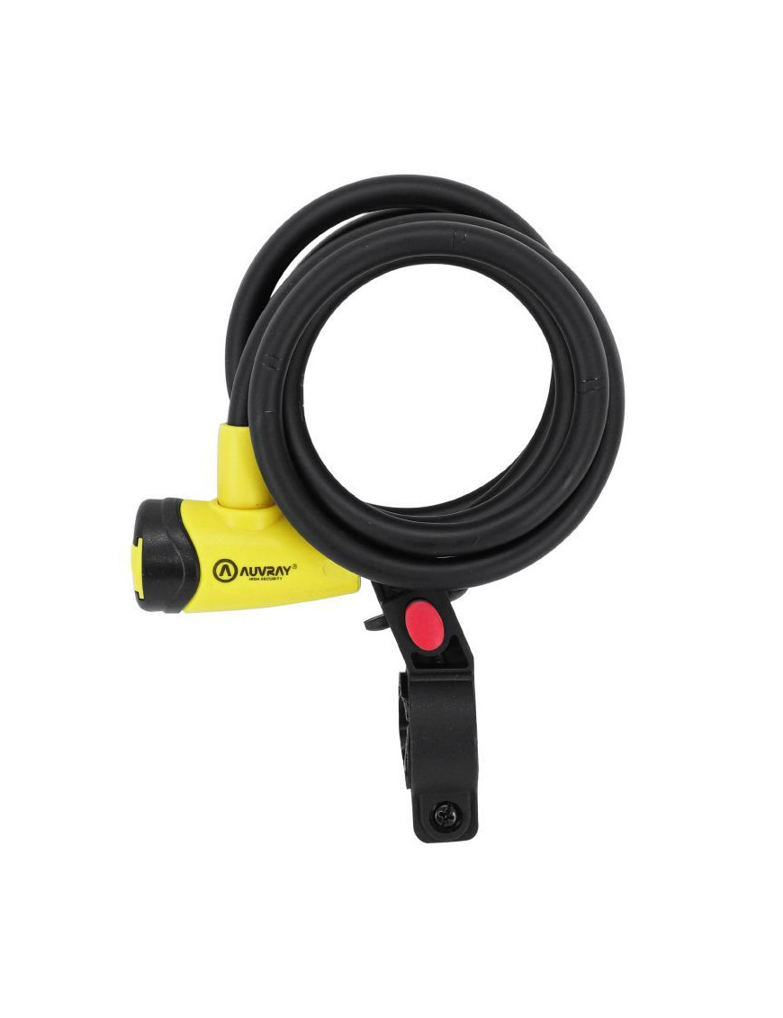 ANTIVOL VELO SPIRAL A CLE AUVRAY DIAM 10 mm L 1.50 M NOIR MAT (AVEC SUPPORT)