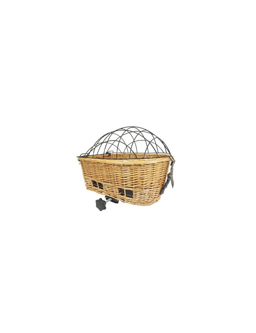 PANIER ARRIERE OSIER NEWTON POUR CHIEN 45CM (LIVRE AVEC FIXATION ETAU PORTE BAGAGE) (45x29x21cm)