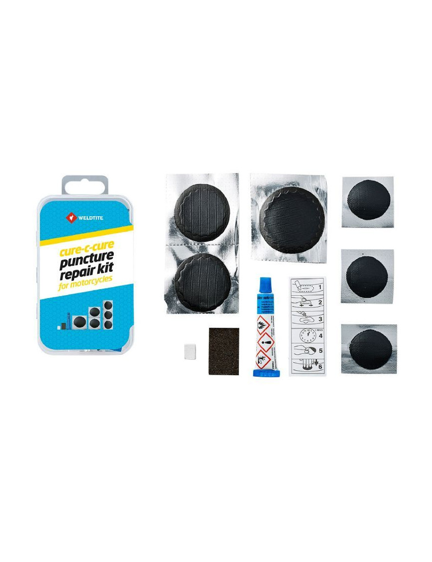 KIT REPARATION CHAMBRE A AIR WELDTITE AIRTITE FAT BIKE 27,5 AVEC OUTILS - BOITE (2 PATCHS 30mm + 1 PATCH 40mm + 3 PATCHS 20mm +
