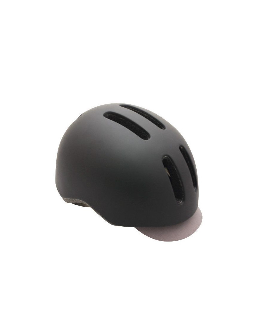 CASQUE VELO CITY ADULTE POLISPORT COMMUTER IN-MOLD NOIR MAT AVEC VISIERE GRISE TAILLE 58-61 SYSTEM QUICK LOCK AVEC LUMIERE INTE