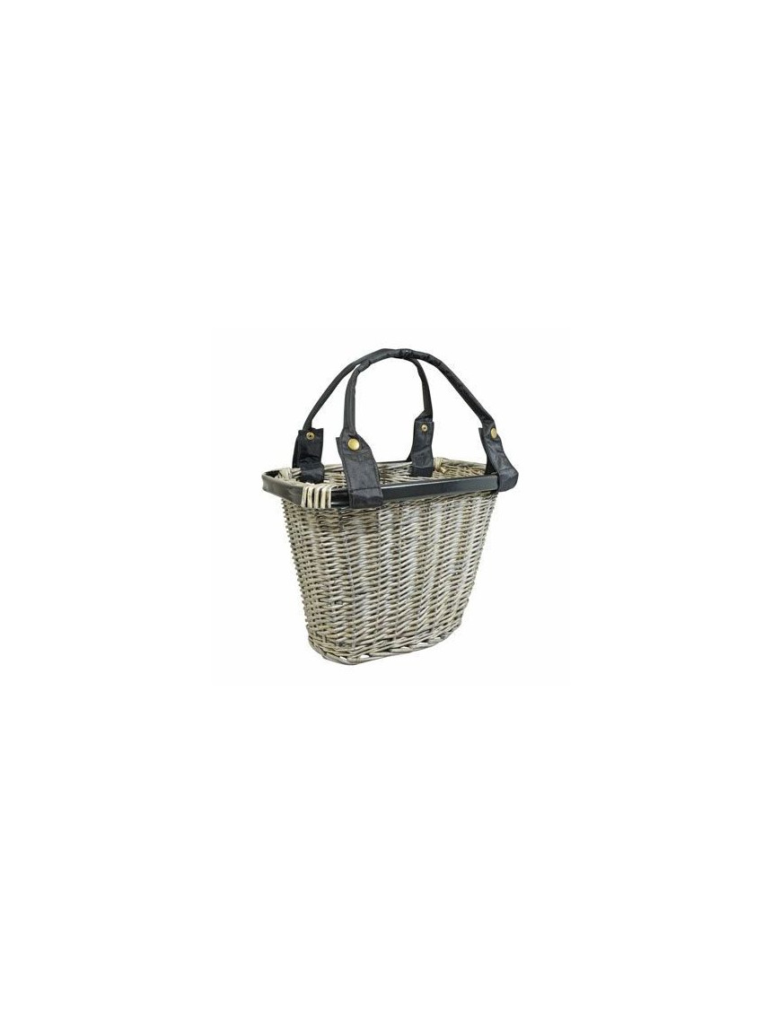 PANIER AVANT NEWTON QUICK OSIER BLANC VIEILLI (37x25x28cm) AVEC FIXATION AUTOMATIQUE