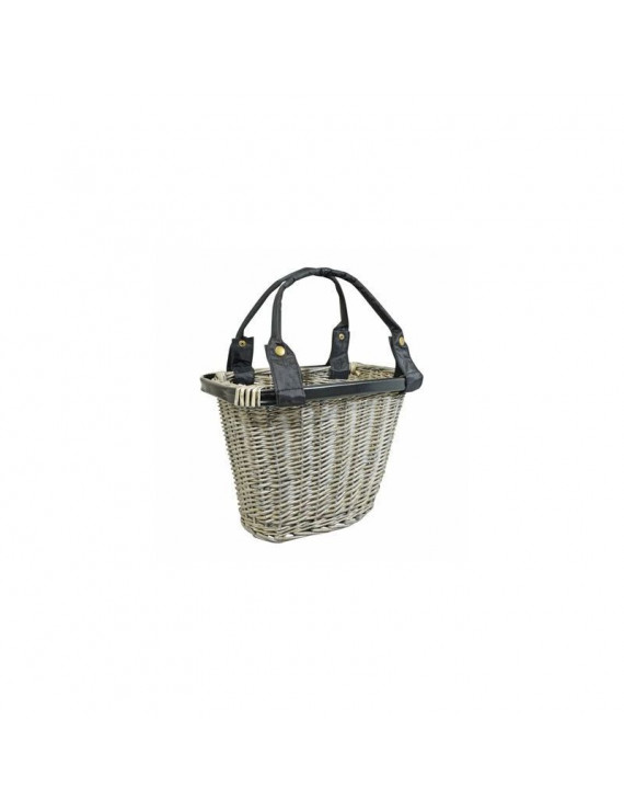 PANIER AVANT NEWTON QUICK OSIER BLANC VIEILLI (37x25x28cm) AVEC FIXATION AUTOMATIQUE