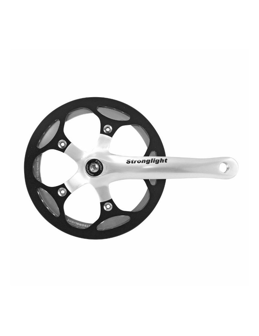 PEDALIER ROUTE STRONGLIGHT 8V. IMPACT R ARGENT 170mm 44dts AVEC CARTER POUR TRANSMISSION SANS TENDEUR DE CHAINE POUR MOYEUX VIT