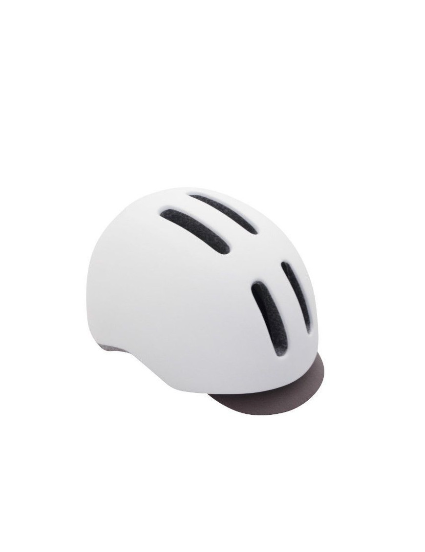 CASQUE VELO CITY ADULTE POLISPORT COMMUTER IN-MOLD BLANC MAT AVEC VISIERE GRISE TAILLE 54-58 SYSTEM QUICK LOCK AVEC LUMIERE INT