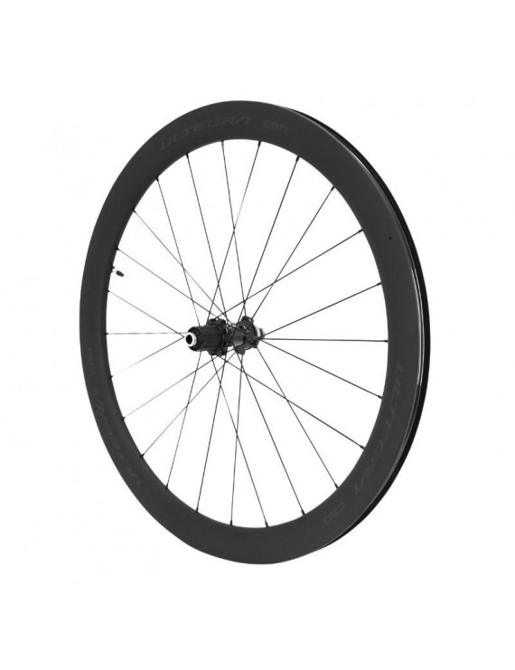 ROUE ROUTE 700 SHIMANO ULTEGRA R8170-C50 DISC CENTERLOCK AXE TRAVERSANT 12-148mm ARRIERE 12-11-10V.  NOIR (HAUTEUR JANTE 50mm) 