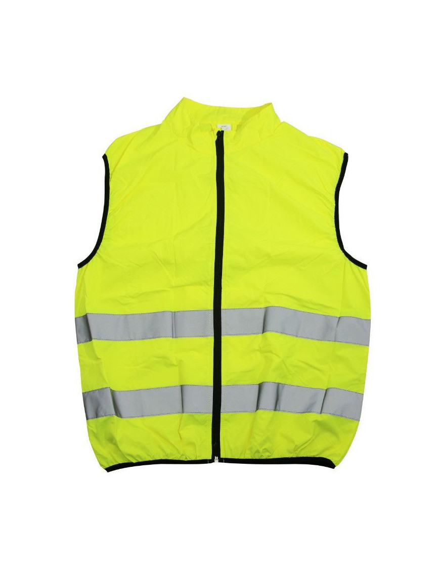 GILET DE SECURITE PREMIUM ADULTE JAUNE REFLECHISSANT AVEC ZIP TOTAL ET POCHE ARRIERE ZIP