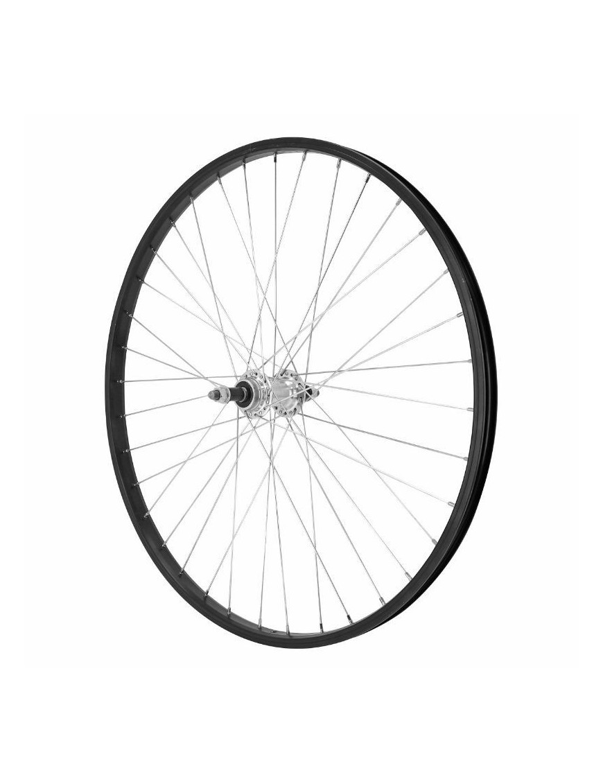 "ROUE VTT 26"" ARRIERE ALU M110 NOIRE MOY ARGENT ALU AXE PLEIN ROUE LIBRE 7-6V. (VENDU AVEC ECROU 10X100)"