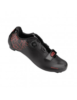 CHAUSSURE ROUTE GES ROADSTER2 NOIR-ROUGE T46 FIXATION BOA-VELCRO COMPATIBLE LOOK-SHIMANO (PAIRE)