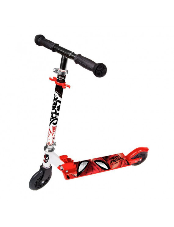 TROTTINETTE ENFANT DISNEY 2 ROUES SPIDERMAN ACIER PLIABLE ET REGLABLE AVEC FREIN ROUE ARRIERE