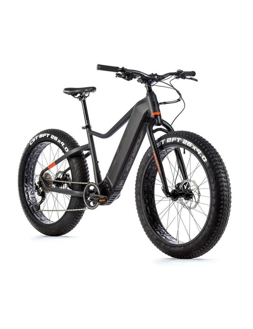 VELO ELECTRIQUE-VAE VTT FATBIKE 26 LEADER FOX BRAGA 2023 GRIS MAT 9V MOTEUR CENTRAL BAFANG M510 36V 95Nm BATTERIE 20Ah (18'' - 