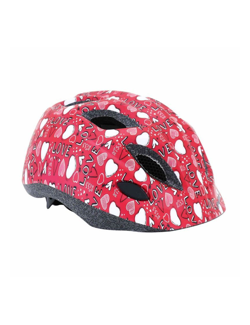 CASQUE VELO ENFANT-BEBE POLISPORT JUNIOR LOVE ROSE TAILLE 52-56cm AVEC MOLETTE ET ECLAIRAGE LED (VENDU SUR CARTE)