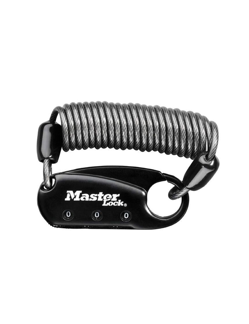 ANTIVOL CABLE A COMBINAISON MASTERLOCK L 90cm NOIR - POUR CASQUE-SAC