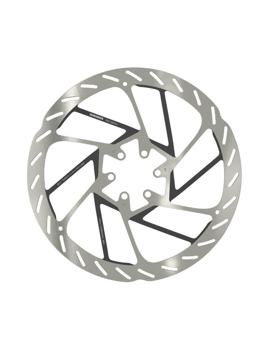 DISQUE DE FREIN VTT 6 TROUS SRAM HS2 203mm ARGENT (BORD ARRONDI)