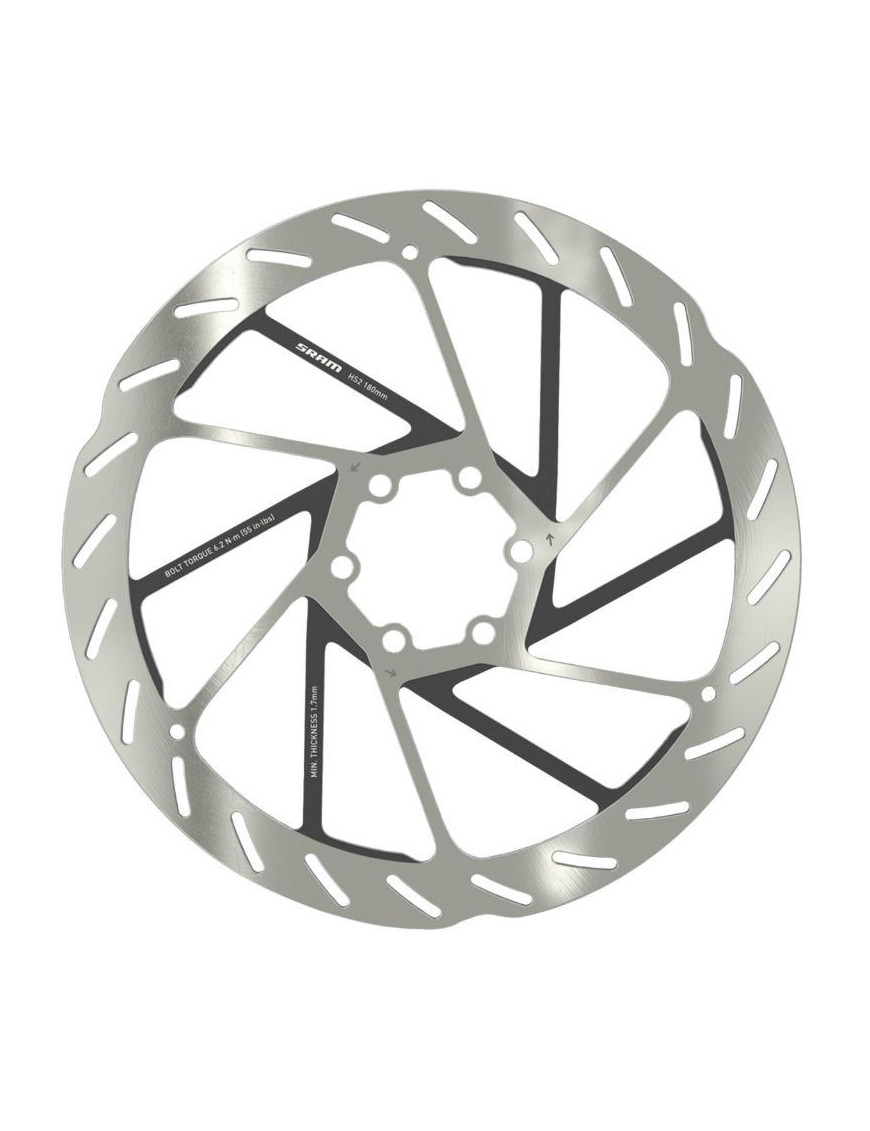DISQUE DE FREIN VTT 6 TROUS SRAM HS2 180mm ARGENT (BORD ARRONDI)