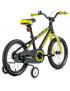 VELO MUSCULAIRE ENFANT 16 POUCES LEADER FOX AREZZO 2021 NOIR MAT-JAUNE MONOVITESSE CADRE ALU (TAILLE ENFANT 105 à 115 cm)