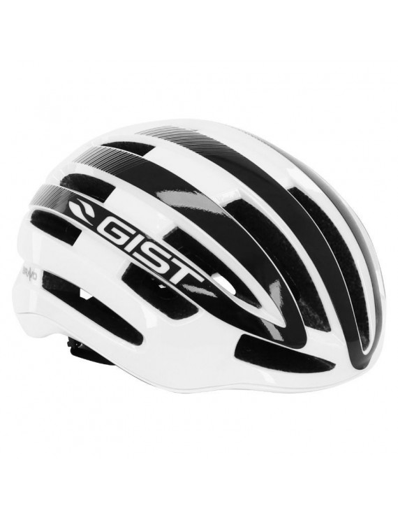 CASQUE VELO ADULTE GIST ROUTE BRAVO BLANC-NOIR FULL IN-MOLD TAILLE 52-56 REGLAGE MOLETTE SERRAGE FIDLOCK