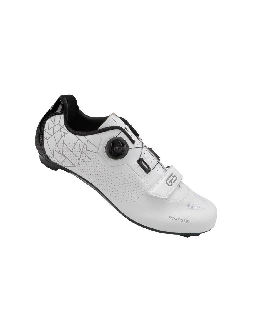 CHAUSSURE ROUTE GES ROADSTER2 BLANC T42 FIXATION BOA-VELCRO COMPATIBLE LOOK-SHIMANO (PAIRE)