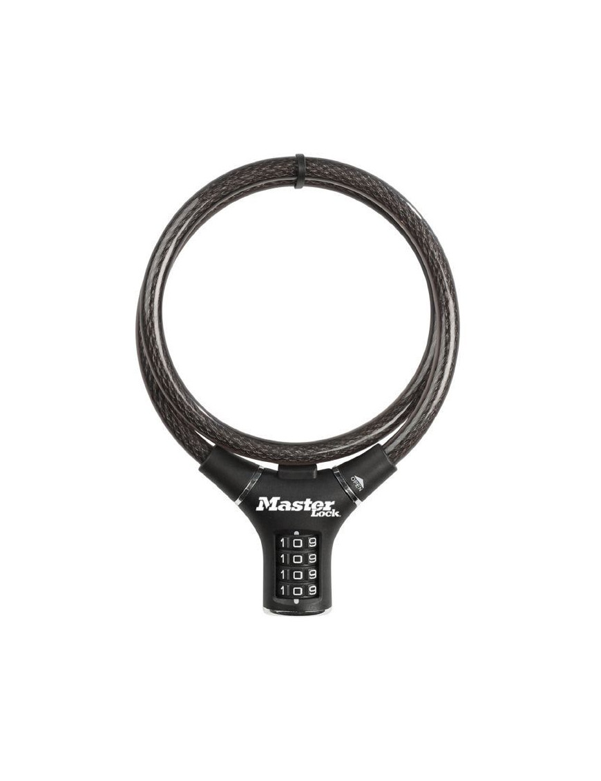 ANTIVOL VELO - TROTTINETTE CABLE A COMBINAISON MASTERLOCK DIAM 12mm L 90cm NOIR - NIVEAU SECURITE 7