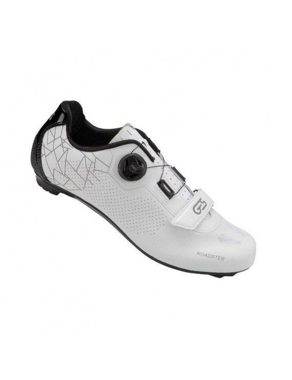 CHAUSSURE ROUTE GES ROADSTER2 BLANC T39 FIXATION BOA-VELCRO COMPATIBLE LOOK-SHIMANO (PAIRE)