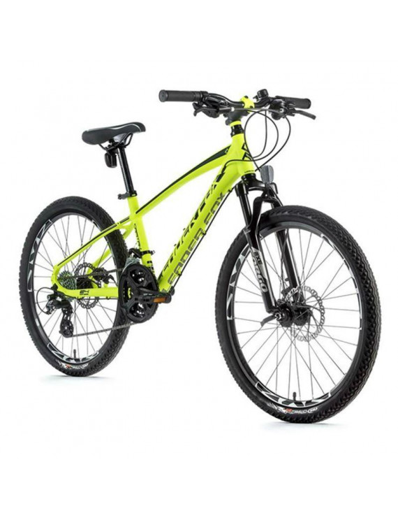 VELO MUSCULAIRE VTT 24 LEADER FOX CAPITAN 2022 GARCON JAUNE FLUO-NOIR 7V (TAILLE ENFANT 135 à 145 cm)