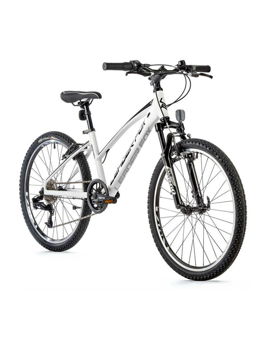 VELO MUSCULAIRE VTT 24 LEADER FOX SPIDER 2023 FILLE BLANC MAT 8V (TAILLE ENFANT 135 à 145 cm)