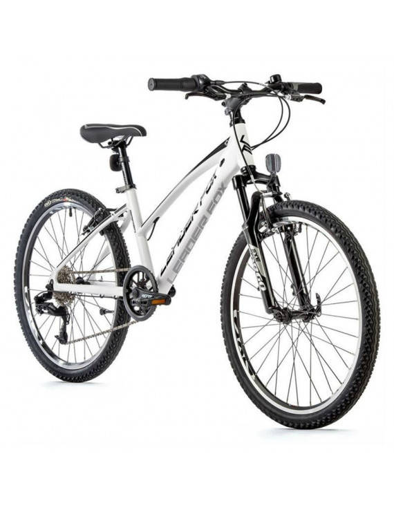 VELO MUSCULAIRE VTT 24 LEADER FOX SPIDER 2023 FILLE BLANC MAT 8V (TAILLE ENFANT 135 à 145 cm)