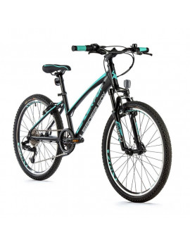 VELO MUSCULAIRE VTT 24 LEADER FOX SPIDER 2023 FILLE NOIR MAT-VERT CLAIR 8V (TAILLE ENFANT 135 à 145 cm)